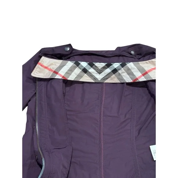 Burberry Brit Jacket Women's 12 Purple Nova Collar Back/Lining No Belt Or Hood‎